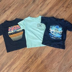 Boys Quicksilver & Hurley tshirts. Size 5.